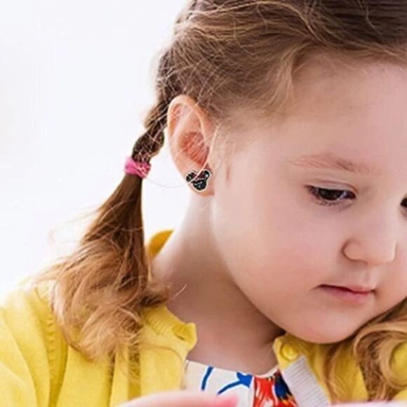 Rose Gold with Red and Black Cubic Zirconia Minnie Mouse Post Back Stud Earrings - Picture 5 of 7